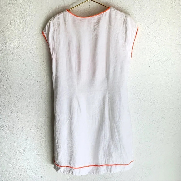 Boden Jessica Linen Dress White Pink Sz 8 Petite - Picture 4 of 7